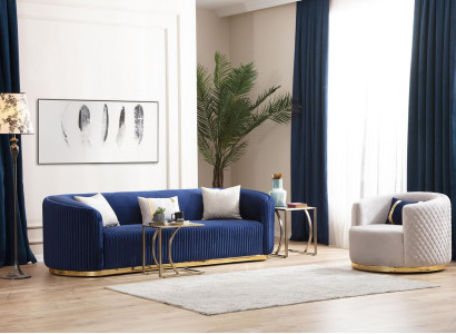 Moderne Sofagarnitur Dreisitzer Sessel Edelstahlmöbel Luxus Set Design